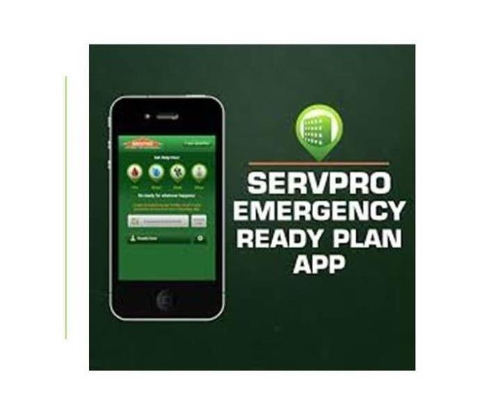 Says 'SERVPRO Emergency Ready Plan App' with a picture of an iPhone.