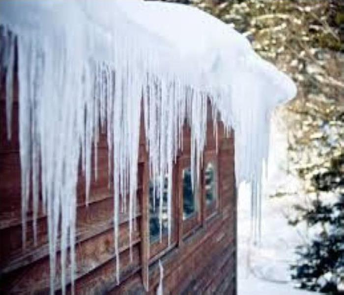 Ice dams on the side of the roof. 